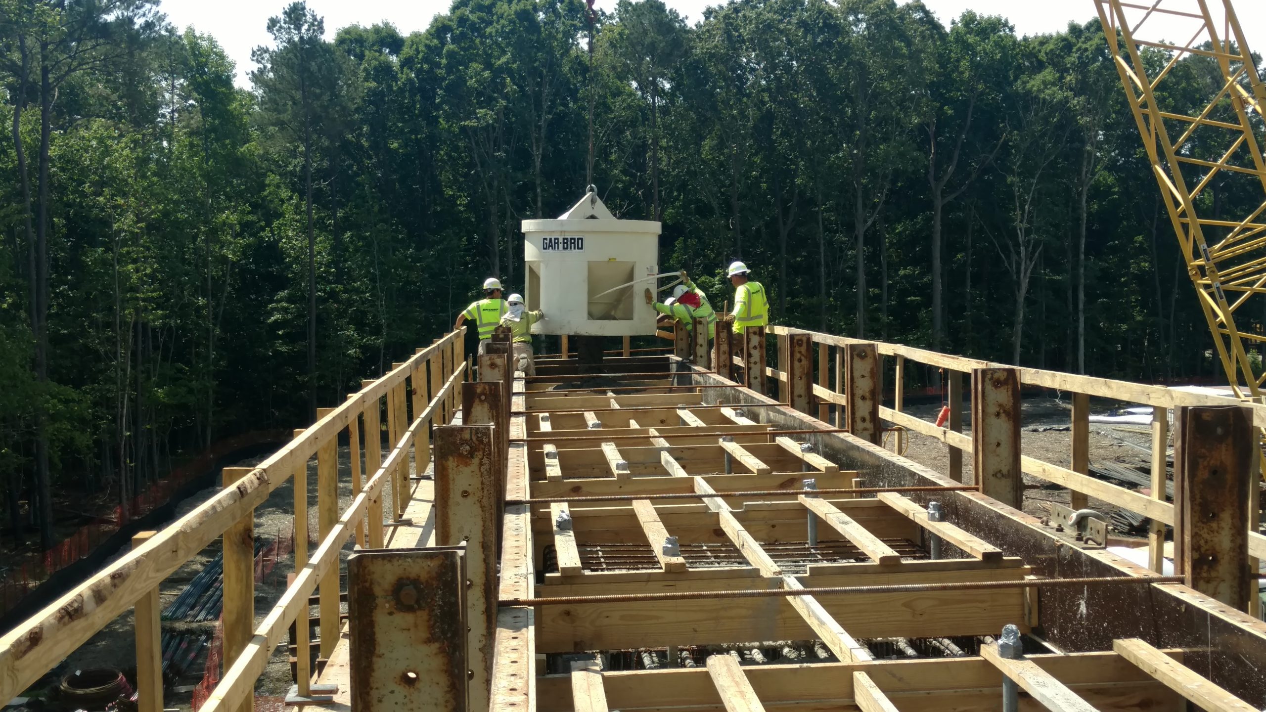 Pouring concrete pier cap