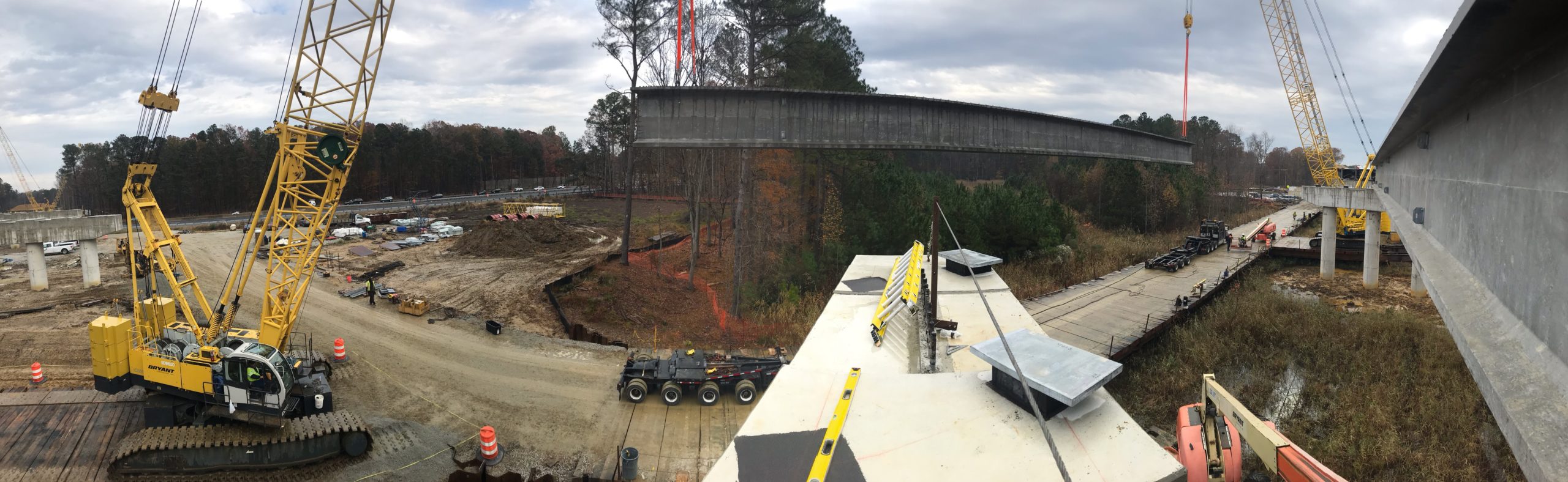 Setting 70-ton, 85"-tall Precast Bulb-T Girder with two cranes