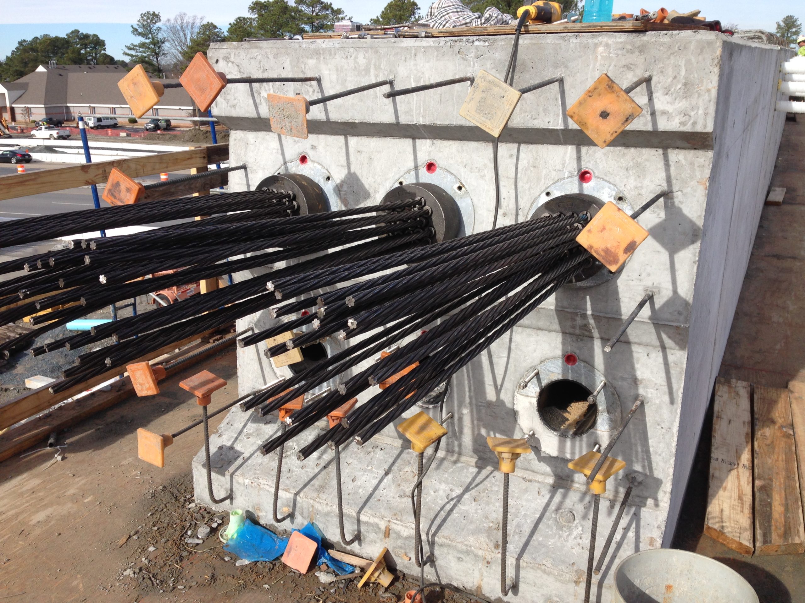 Construction of a unique multi-strand post-tensioned straddle bent pier cap for bridge to the Chesapeake Expressway