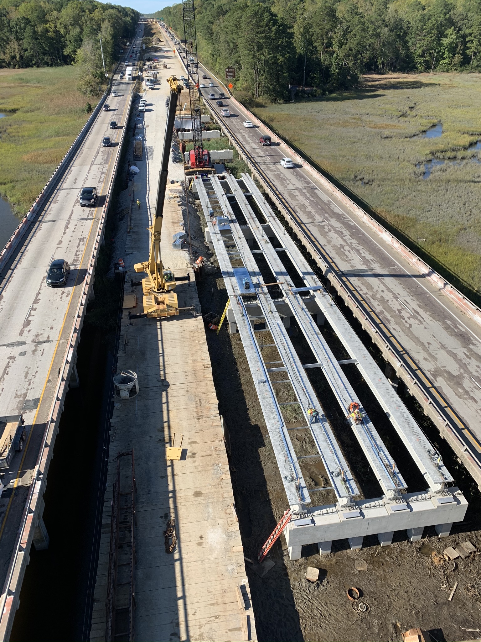 Stage 1 construction progress, looking West