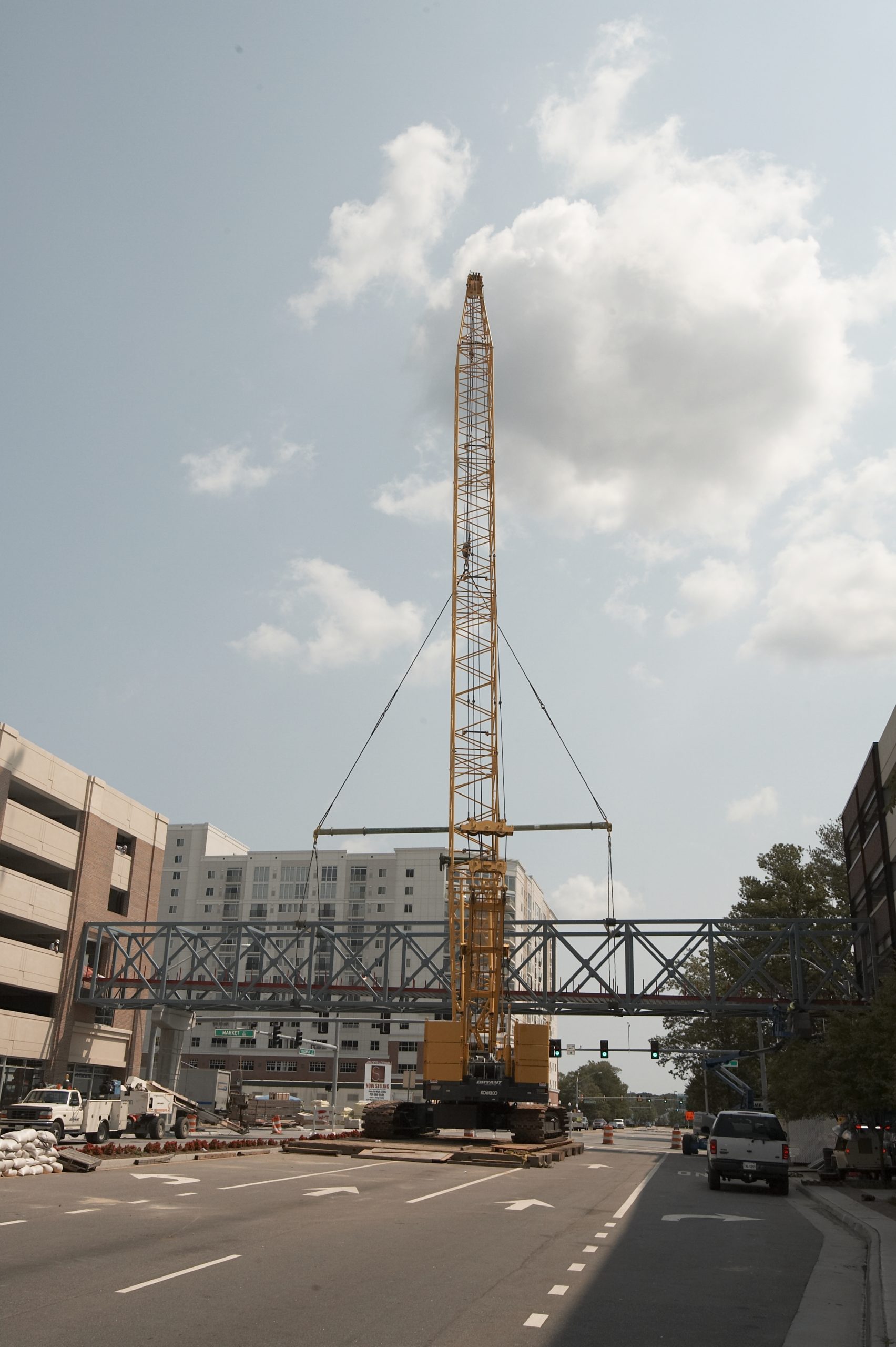 View of erected bridge over Columbus Street from the back