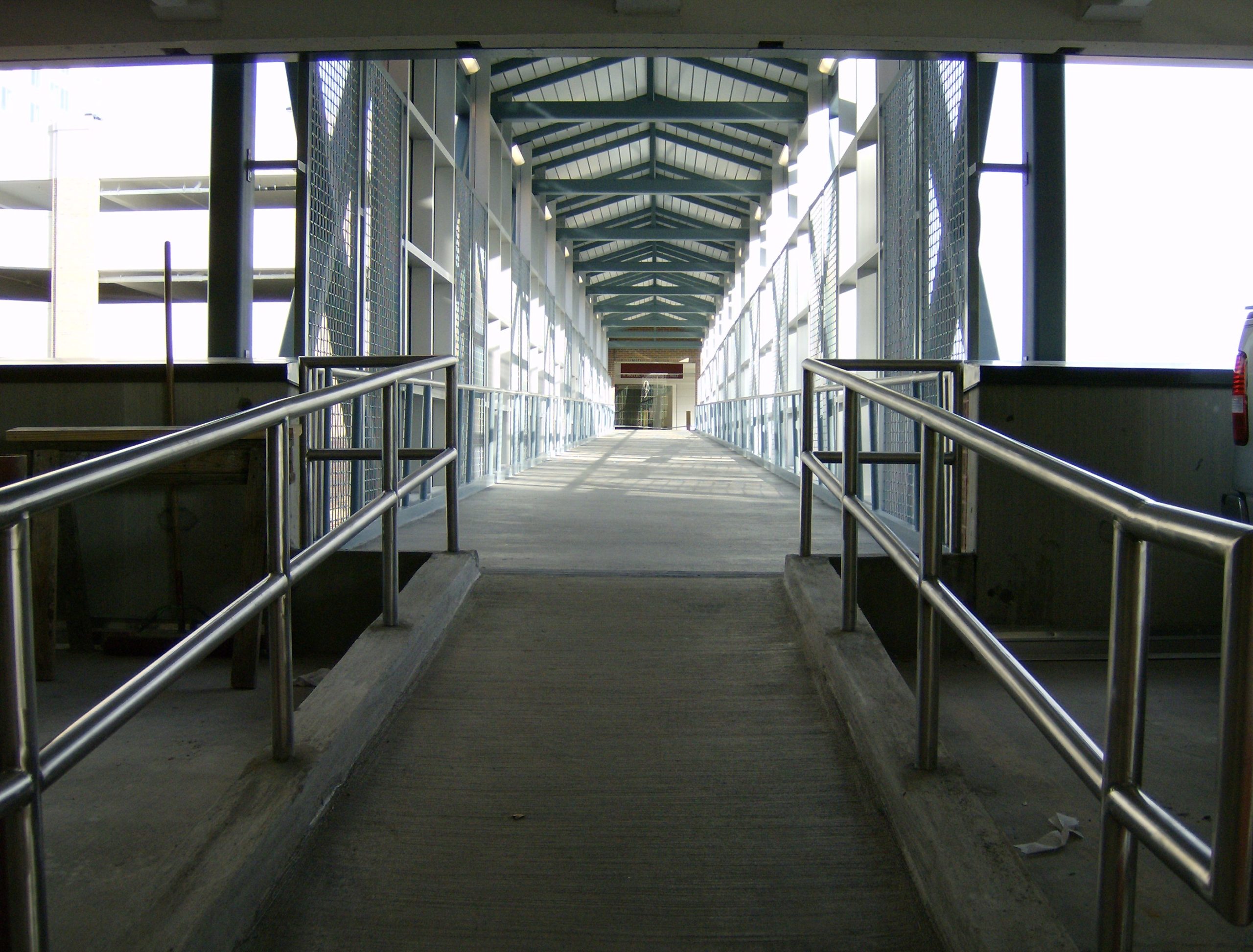 Completed crossing from Dick's Sporting Goods parking garage to the Westin Hotel parking garage