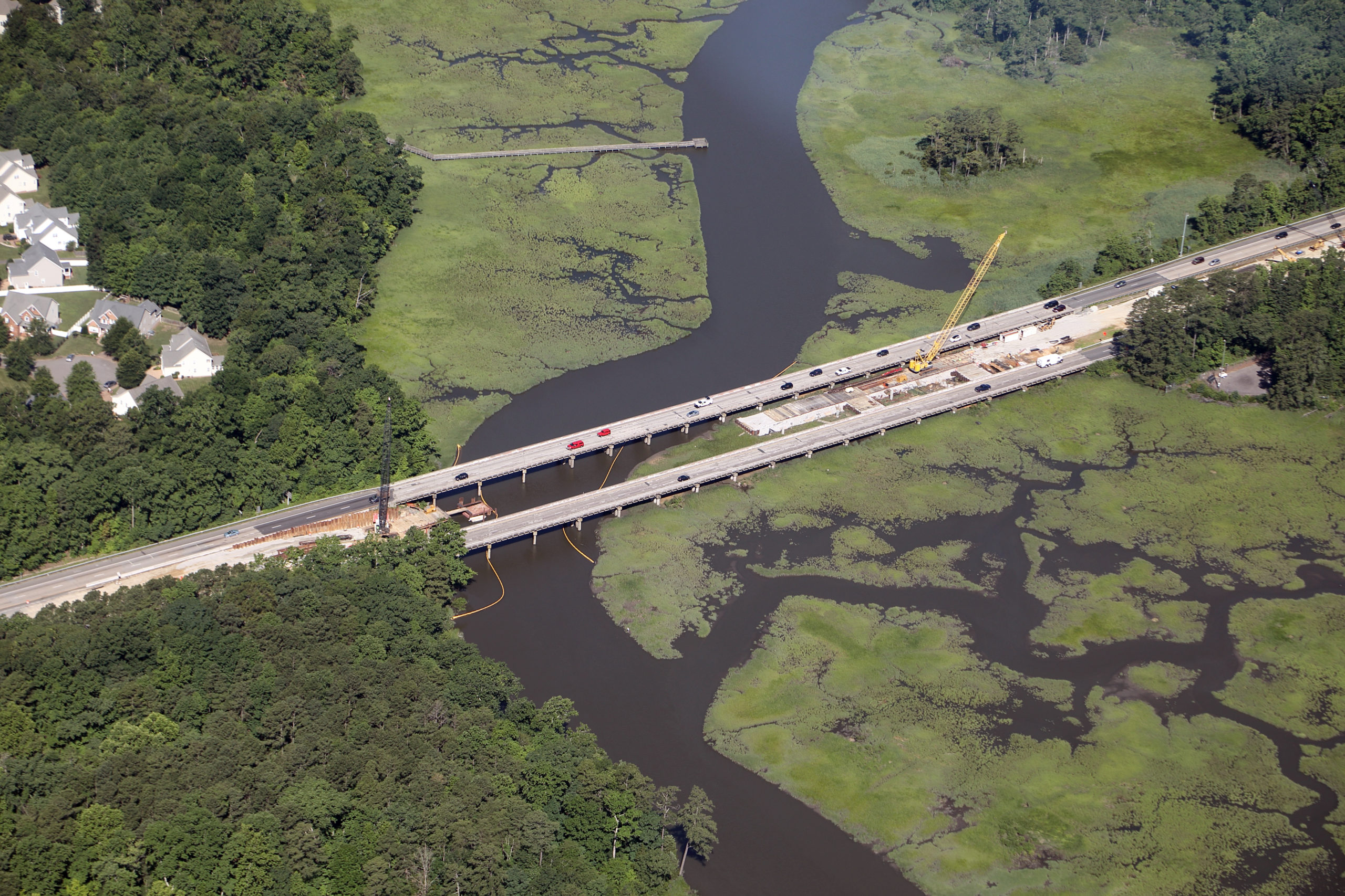 Aerial view of WBL bridge construction.