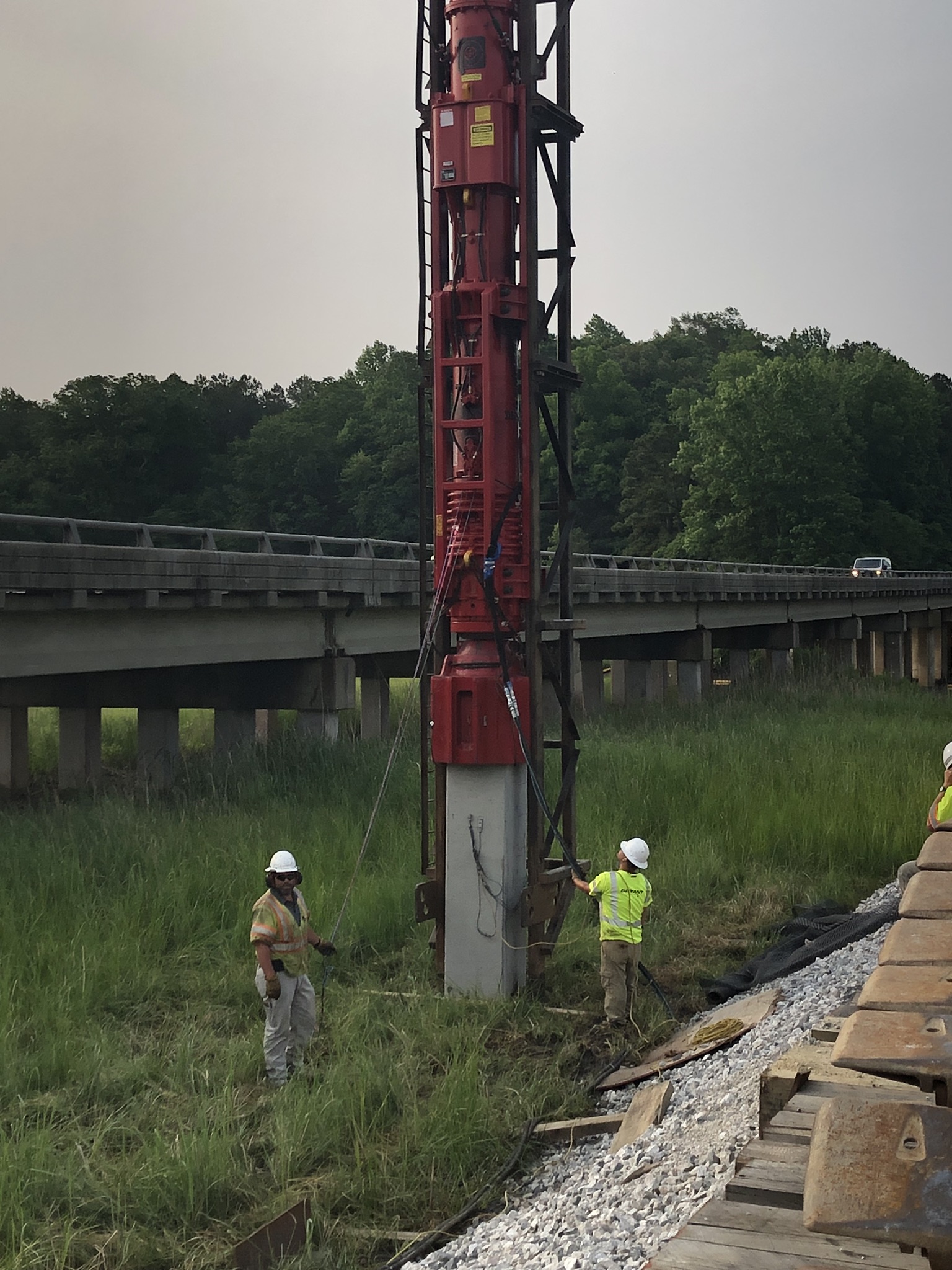 Driving a 24" concrete test pile