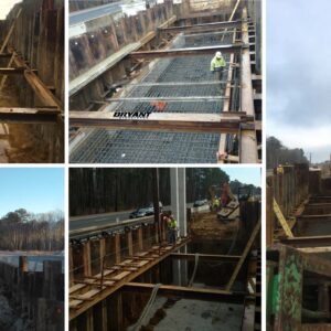 Cofferdam and pier foundation in the median of Interstate I-64