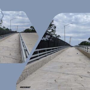 14-ft. wide pedestrian walkway separated from traffic.