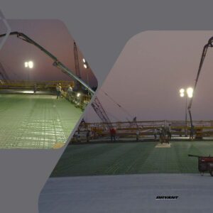 Nighttime bridge deck concrete work