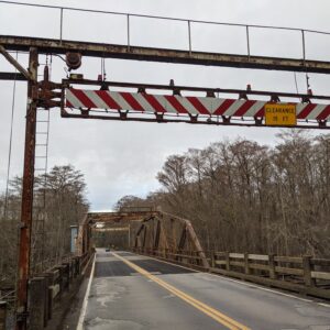 Existing swing span truss bridge to be demolished.