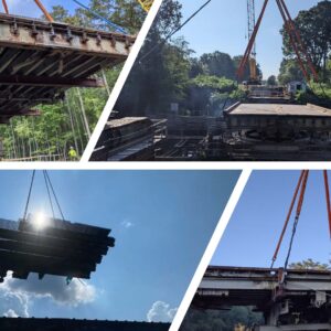 Removal of the swing section of the existing bridge over the pivot pier.